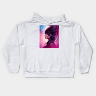 Beautiful Woman in Water Color Flow Kids Hoodie